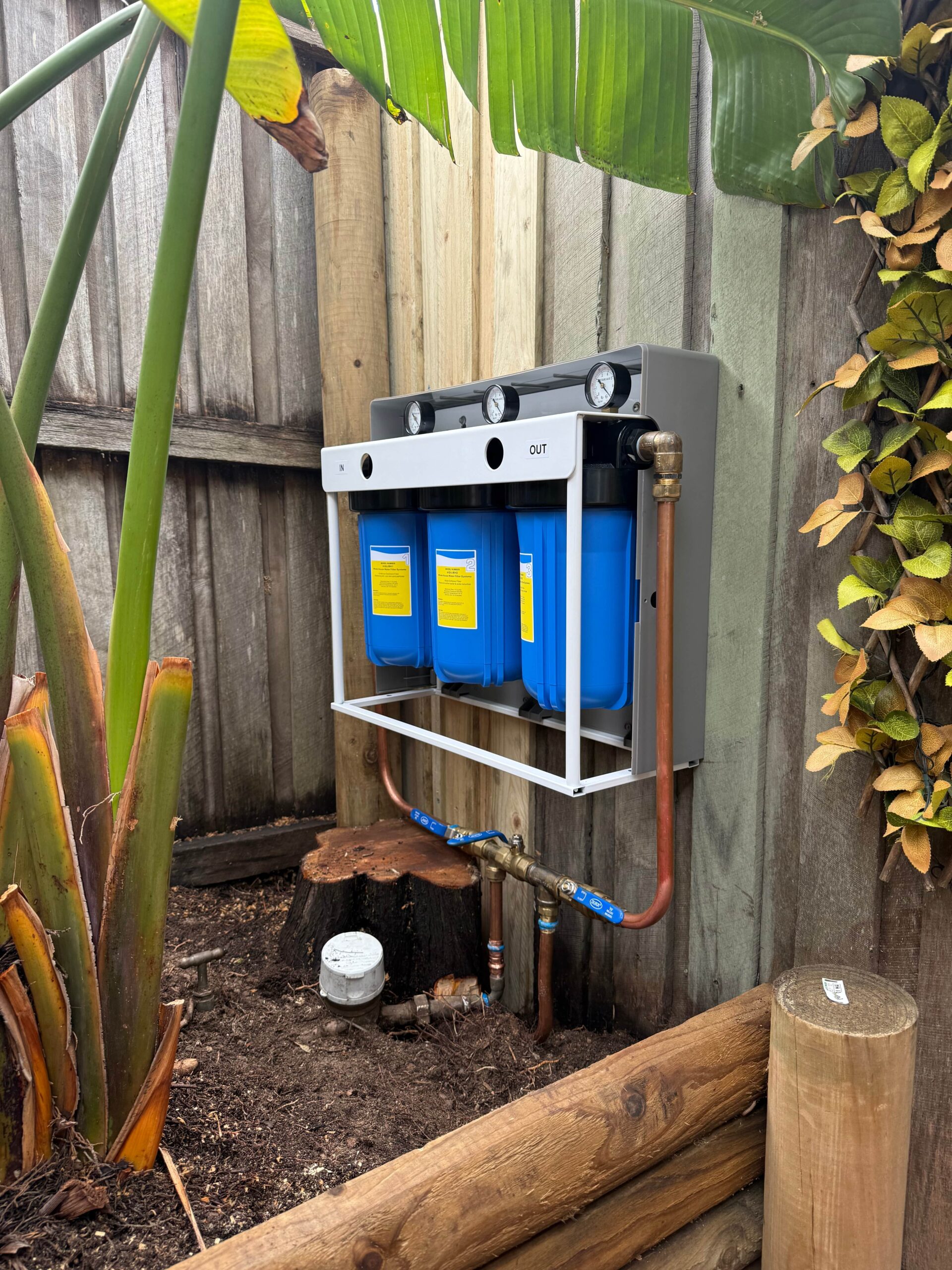 3 Stage whole house filter installed in Sydney home